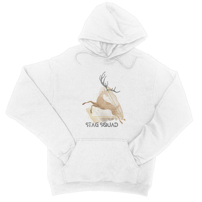 Men's Stag Do Graphic Hoodie "Stag Squad" antler print - White - Bavari Shop - Bavarian Outfits, Dirndl, Lederhosen & Accessories